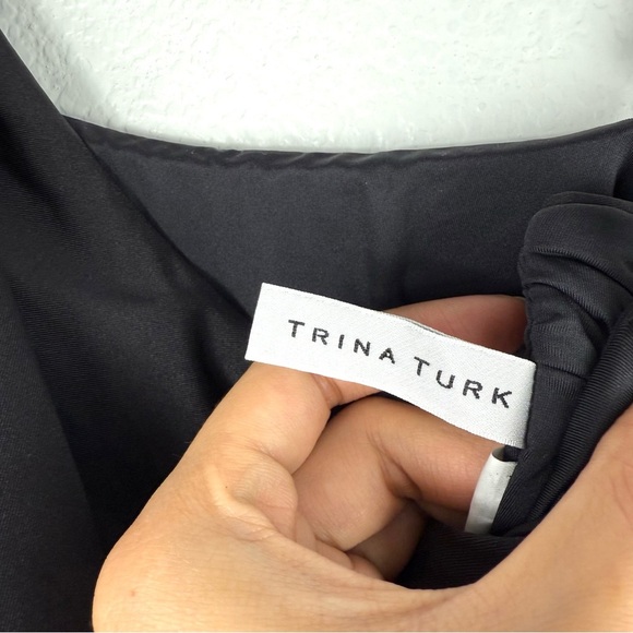 Trina Turk Monaco assymetrical one piece black swimsuit size 8 - Picture 7 of 8